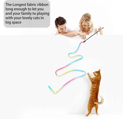 Rainbow Cat Ribbon Wand Toy