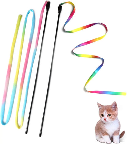 Rainbow Cat Ribbon Wand Toy