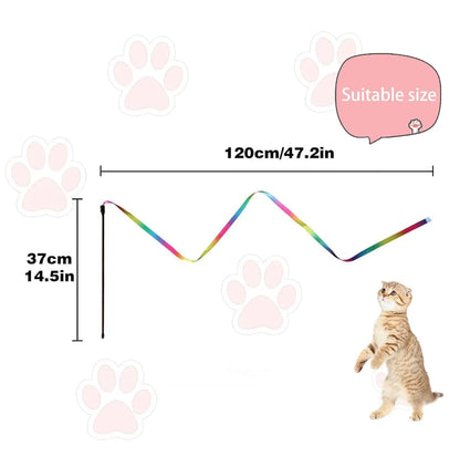 Rainbow Cat Ribbon Wand Toy